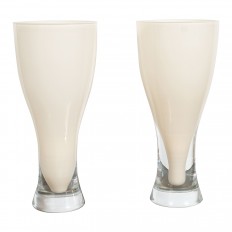 Pair of clear and ivory glass vases